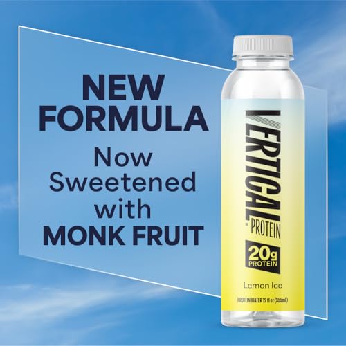 Image of Vertical Protein New Formula Lemon Ice Ready to Drink w / 20g of Whey Isolate, Clear Post Workout Recovery Drinks, No Artificial Sweeteners, Low Calorie, Pack of 12 Protein Water Drinks