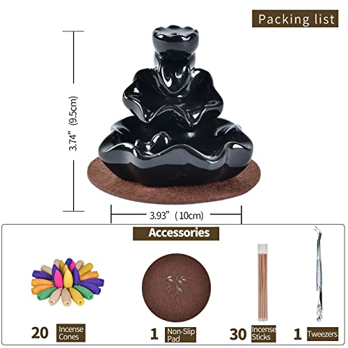 YYW Backflow Incense Burner, Handmade Waterfall Backflow , Incense Holder for Home Office Bedroom Yoga Decoration with 10 Pcs Free Cones (Lotus Leaf)