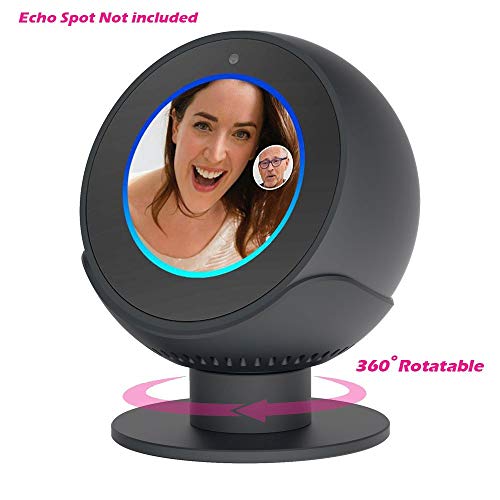 Wero Aluminum Swivel Stand, Metal Height Enhanced Bracket Holder Accessories, With Protective Groove Top Mount And Non-Skid Base, Compatible With Amazon Echo Spot (Black) #TOP1
