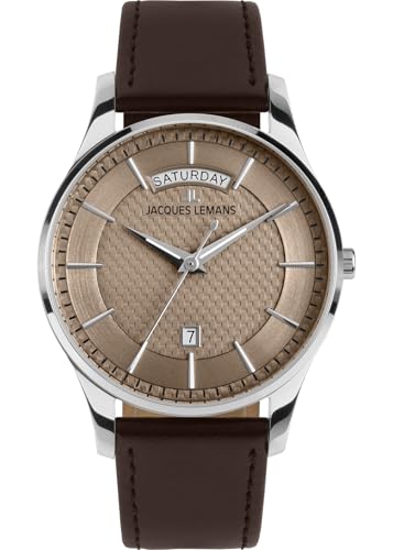 JACQUES LEMANS Herrenuhr London Quarz Dunkelbraun/Mokka 1-2193K