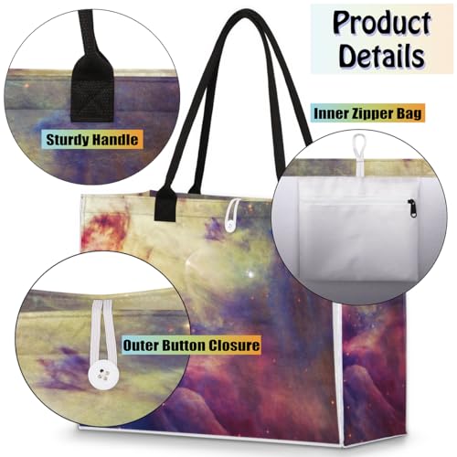 Galaxy Nebulae Tote Bag for Women Large Beach Bag Reusable Tote Bags for Work Travel Beach Shopping4