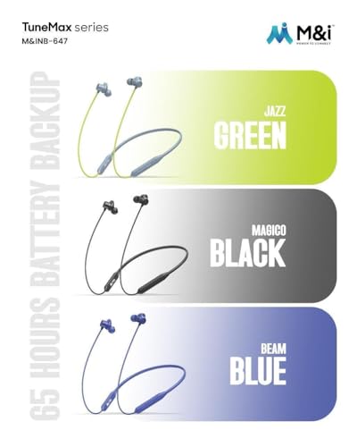 Image of M&I TuneMax NB-647 Wireless Neckband Earphones, 65 Hours Battery Life, Magnetic Auto Connect, 5 EQ Modes (Black)
