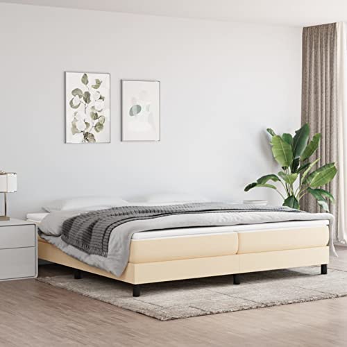 Xichuzi Estructura de Cama Box Spring, Somier, Base Cama, Marco De Cama, Cama Mueble, Cama Completa, Camas es, Tela Color Crema 200x200 cm
