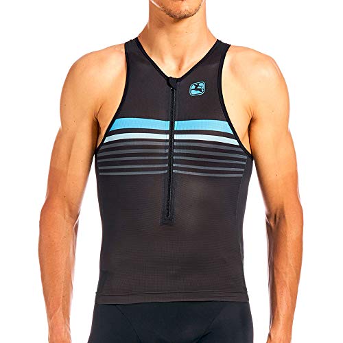 Giordana Men's Vero Pro Tri Sleeveless Top, Black/Blue, L