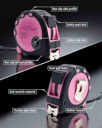 Set 4 cintas métricas mixtas Lichamp color rosa miniatura 3