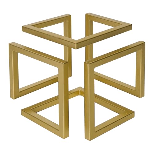 Escultura Geométrica Cubo Dorado Decorativo en Metal miniatura 1