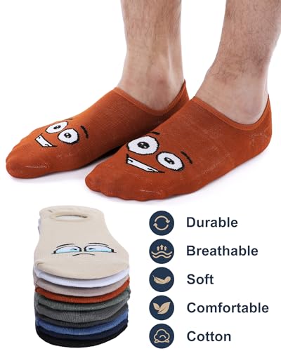 10 Pairs Funny Emotion No Show Socks for Men Novelty Different Fun Designs Colors Invisible Low Cut Thin Ankle Socks Non Slip Casual Liner Short Sock Summer Holiday Gift for Men Dad Grandpa4