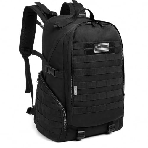 K-Cliffs Heavy Duty Backpack Student Laptop Travel Rucksack Deluxe School Bookbag Molle Tactical Hiking Daypack Black