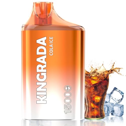 Kingrada Vaper Desechable 15000 Caladas Pod Recargable Tipo C, Disponible en 10 Sabores, Vaper Cigarrillo Electrónico E Cigarette Cantidad de Humo Ajustable (Cola Hielo)