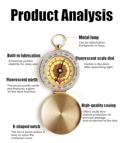 Image of Compass, Compass for Directions, Direction Survival for Hiking Hunting Outdoor Military Navigation Tool