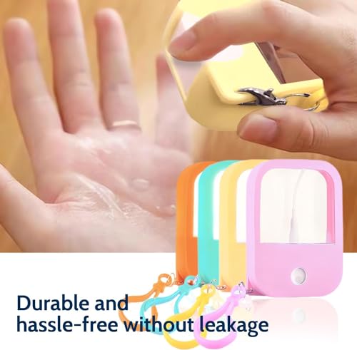 Image of House of Quirk 38ml Portable Card Spray Bottle - Refillable Perfume & Sanitizer Mist Sprayer with Hook (Pink)