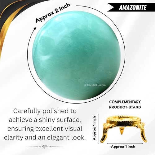 Image of Certified Amazonite Crystal Ball for Meditation - Premium Crystal Vastu Items for Home and Feng Shui Items for Good Luck - Ideal for Pooja Supplies and Spiritual Practices (2 inch Inch)
