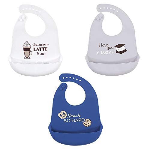 Image of Hudson Baby Unisex Baby Silicone Bibs, You Mean A Latte, One Size