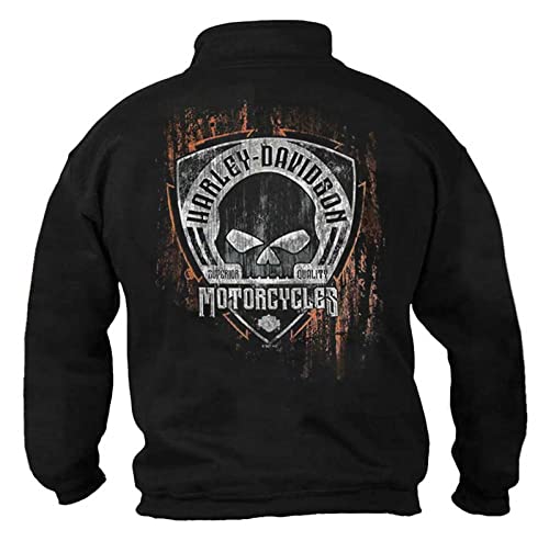 Harley-Davidson Men's Corrosion Skull 1/4 Zip Cadet Pullover Sweatshirt - Black2