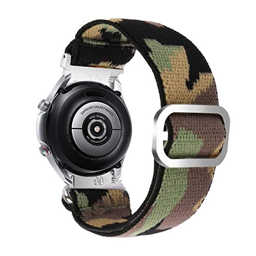 Abanen for Samsung Galaxy Watch 3 41mm/Galaxy Watch 42mm Watch Band, Quick Release 20mm Camo Woven Loop Elastic Wristband Strap for Galaxy Active 2 40mm/44mm (Camo-Green)