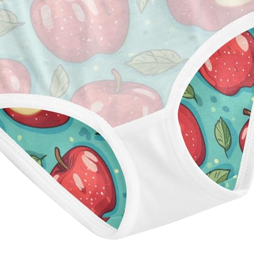 ZZKKO Cartoon Apples Leaves Girls Underwear Toddler Panties for Girls Comfort Brief Size 8Y4