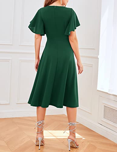 Image of Bridesmay Women's Formal Wedding Guest Dress for Women 2026 Short Sleeve Fit and Flare Tea Party Dresses