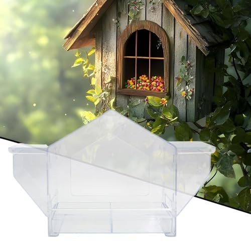 Vogel-Futterstation für Fenster, transparente Acryl-Futterstation, Eichhörnchensicheres Design, wetterbeständig, ideal für Aras, Spatzen und Vogelbeobachtung im Freien, 34 x 20,5 x 10,4 cm