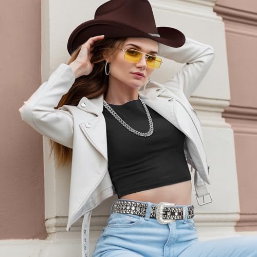 Image of Tisancy 4 Pcs Rhinestone Belt for Men Women Glitter Cowboy Hat Diamond Chain Earring Outfit for Party Supplies
