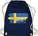 Shirtracer Fussball WM 2022 Fanartikel - Schweden Vintage - Unisize - Navy Blau - kinder schweden - WM110 - Turnbeutel und Stoffbeutel aus Baumwolle