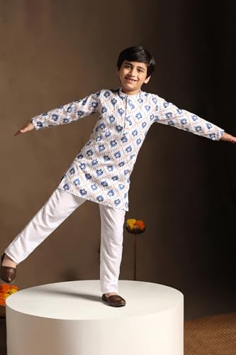Image of Fashion Dream Boy Teal Kurta Pyjama Set|Boy Kurta Set|Kurta Pyjama Set