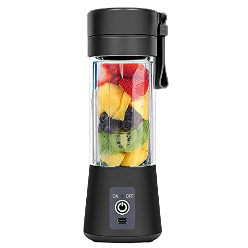 Mélangeur Personnel, Portable Blenders Gobelet Mélangeur de Fruits électrique Mixeur de Jus USB, Rechargeable, 6 Lames en 3D Pour un Superbe Mélange, 380 ml Noir