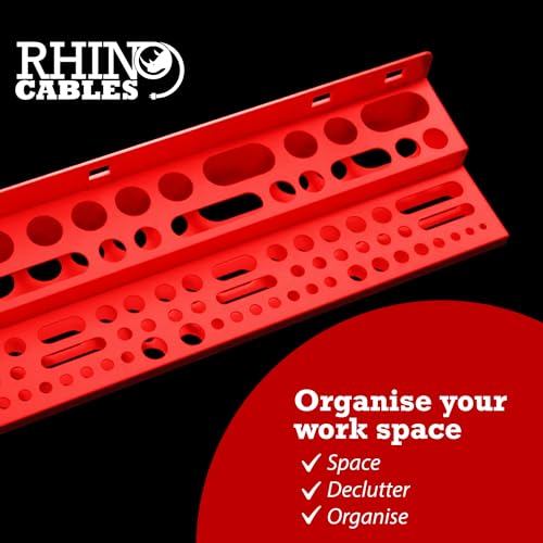 rhinocables Wall Tool Rack to Organise Shelves, Wall Mounted Tool Shelf, Strong Storage Tidy for Workshop Garage or Shed (Red, 24 Inches) 3 rhinocables Wall Tool Rack to Organise Shelves, Wall Mounted Tool Shelf, Strong Storage Tidy for Workshop Garage or Shed (Red, 24 Inches) - Image 3