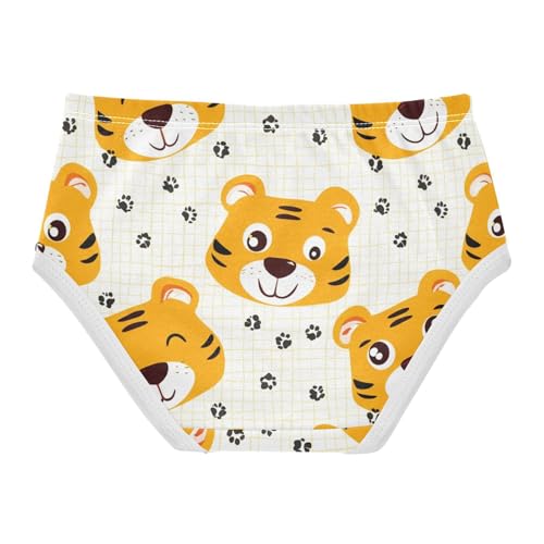 Cotton Toddler Underwear Floral Cute Cartoon Tiger Faces Beige Girl Panties Cute Animal Kids Undies Briefs 2t2
