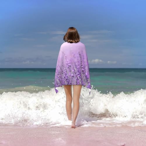 Serviette de bain microfibre lavande : drap de douche ultra absorbant violet - 7