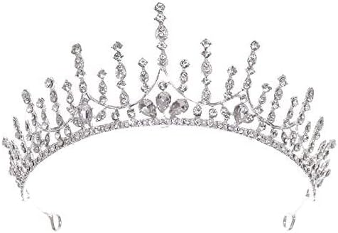 Elegant Silver Crystal Tiara for Women, Rhinestone Bridal Crown, Princess Hair Accessory for Weddings, Proms & Special Occasions