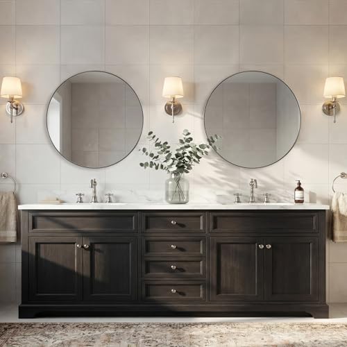 Image of ANDY STAR Round Mirror, Chrome Round Mirror, 28 inch Bathroom Vanity Mirror, Modern Bathroom Mirrors in Premium Stainless Steel Metal Frame