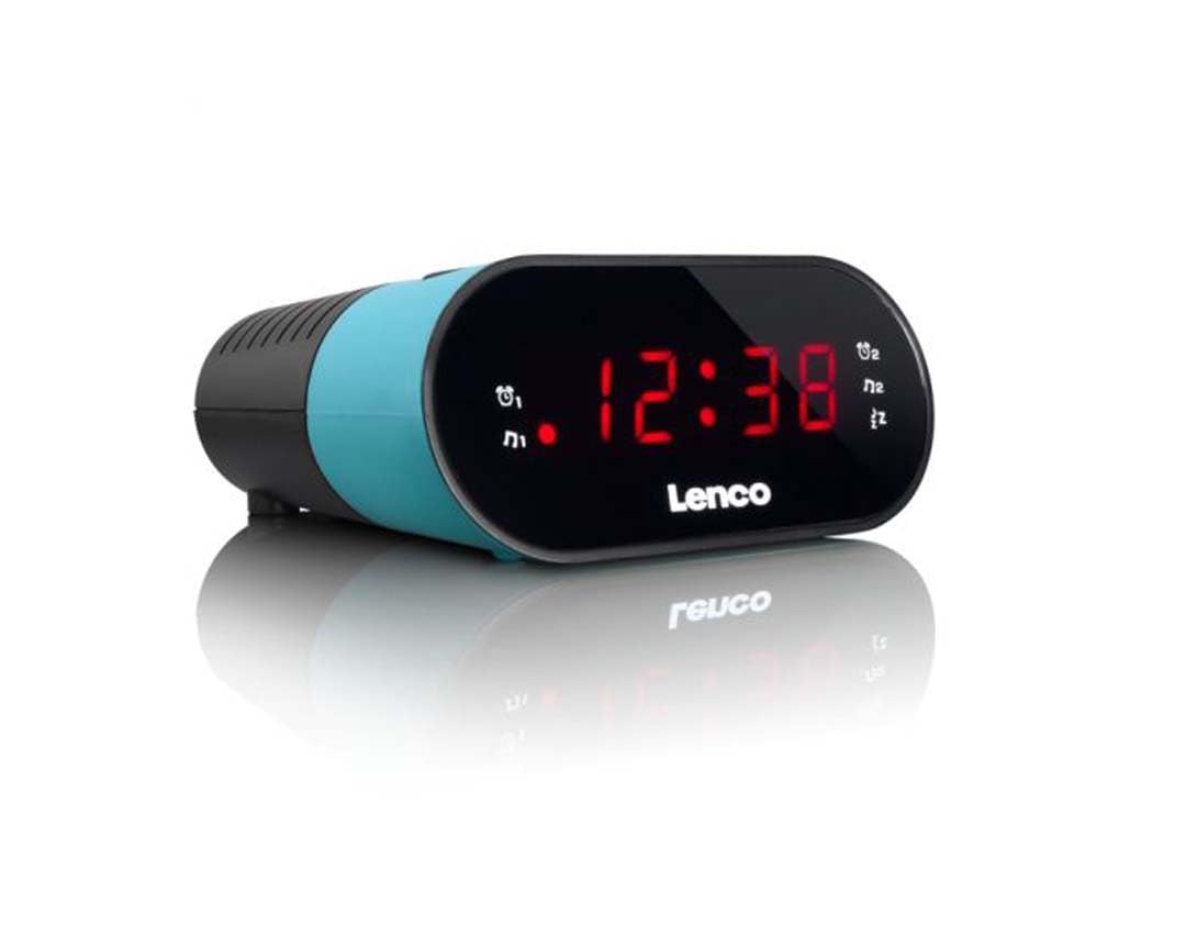 Lenco CR-07 Blau - UKW-Radiowecker - Radiowecker - 2 Weckzeiten - Doppelter Alarm - Sleep Timer - Snooze - LED-Display - PLL UKW-Tuner - Blau