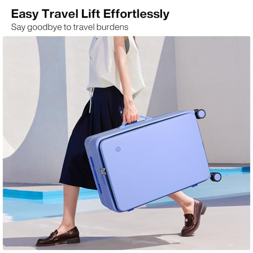 Image of mixi 26 Inch Large Checked Luggage PC Hard Shell Suitcase Top Opening Aluminum Frame Travel Suitcases with Wheels, Lilac Purple