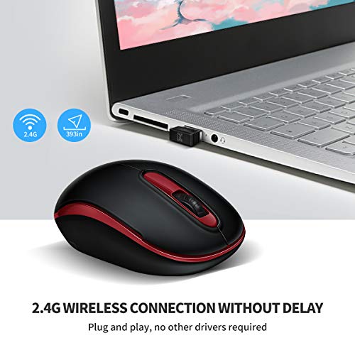 WERPOWER Computer Wireless Mouse, 2.4G Slim Portable Laptop Mice Optical Mouse with USB Nano Receiver DPI 1200- Fit Your Hand Nicel. – Bild 3