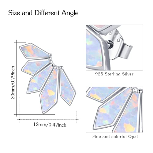 Aoveao Opal Earrings, Leaf Earrings 925 Sterling Silver Geometric Maple Leaf Stud Earrings Hypoallergenic Opal Leaf Stud Earrings Geometric Maple Leaf Jewelry For Women Girls #TOP3