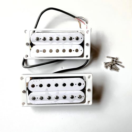 Juego de pastilla de 7 cuerdas para guitarra eléctrica Humbucker color blanco, pastilla de cuello y...