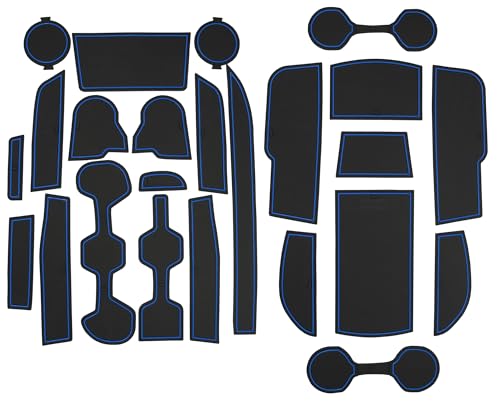 CupHolderHero Fits Subaru Ascent 2019-2022 Accessories - Premium Custom Non-Slip Anti-Dust Cup Holder Inserts, Center Console Liners, Door Pocket Mats, Interior Protection, 24pc Set, Blue Trim