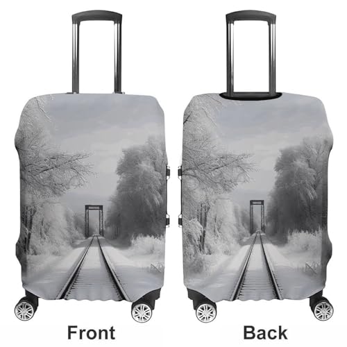 Snowy Train Tracks Luggage Cover Travel Suitcase Covers for Luggage Elastic Carry on Luggage Covers for Suitcase Tsa Approved Washable Luggage Sleeve Protector Fits 18-32 Inch M3