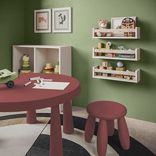 Whitewashed Floating Book Shelves - Set of 3 for Kids' Rooms - Image 3