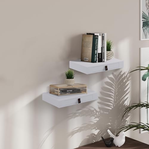Homaterial VT-HFS003-WH Floating Nightstand, Floating Shelf With Drawer Small Wall Mount Shelf Nightstand Wood Wall Bedside Shelf,For Bedroom Bathroom thumb #5