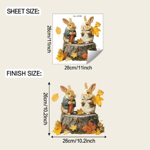 Vinilos decorativos Achang con conejitos otoñales acuarelados miniatura 2
