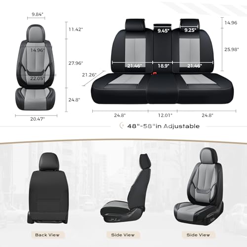 Image of Coverado Car Seat Covers Full Set, Car Seat Protector Waterproof, Nappa Leather Car Seat Cushion, Seat Covers for Cars, Front Seats and Back Universal Fit for Most Cars