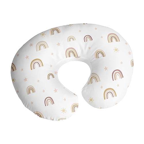 Image of Sweet Jojo Designs Boho Rainbow Girl Nursing Pillow Cover Baby Breastfeeding Slipcover for Infant Newborn Nursery Bottle Breast Feeding Pillowcase (Pillow NOT Included) - Pink Yellow Bohemian Vintage