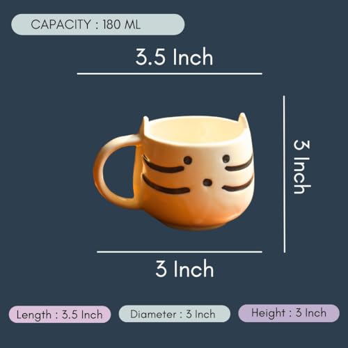 Image of WEAVING HOMES Handmade Ceramic Kitty Coffee Mug Microwave Safe, Dishwasher Safe