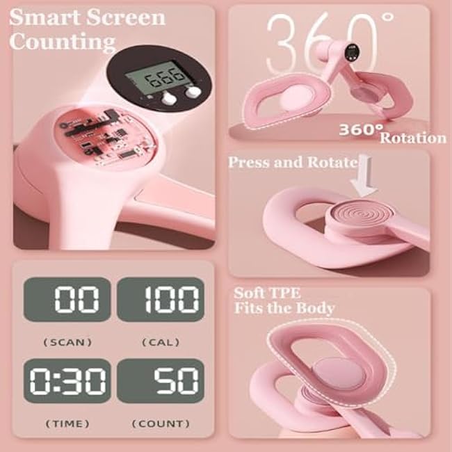 Mireva Fit Pelvic and Thigh, Mireva Fit Pelvic & Thigh Trainer - Exercise Device with LCD Rep Counter, 360¡ãRotation Home Workout Equipment for Pelvis, Legs, HIPS, and Glutes