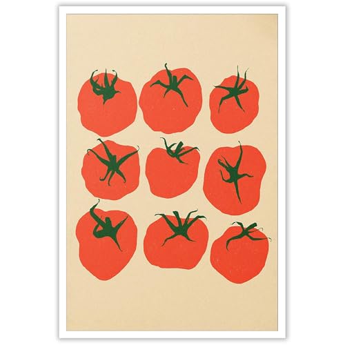 Abstract Tomato Posters Kitchen & Dining Room Minimalist Aesthetic Canvas Wall Art Modern Eclectic Food Fruit Prints Painting For Home Bedroom Dorm Wall Decor 12x16in Unframed