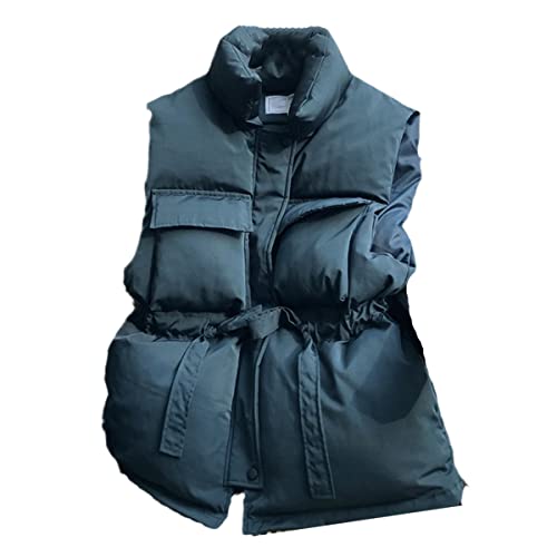 Veste ample coréenne en coton pour femme gilet vert épais d'hiver S