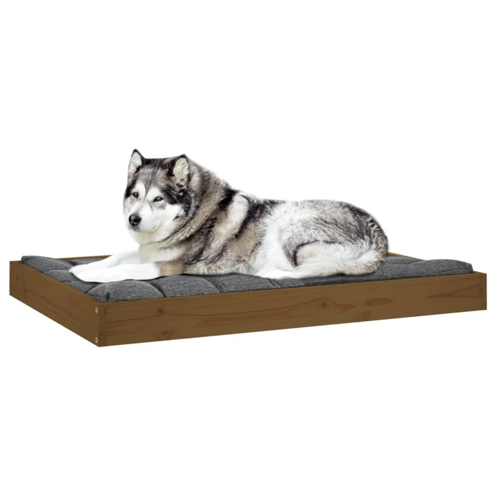 Cuccia per cani in legno di pino massiccio, 101,5 x 74 x 9 cm, con robusta struttura in legno, antiscivolo, ideale per interni, esterni, viaggi e comfort per cuccioli, marrone miele