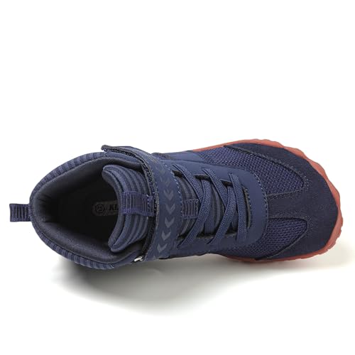 Image of KUBUA Kids High Top Barefoot Shoes Boys Girls Minimalist Zero Drop Sneakers | Wide Toe Box, Padded Collar for Ankle Support, Non-Slip, Hiking, Tennis, Walking, School, Wrestling, Gym, Little Kid, Big Kid