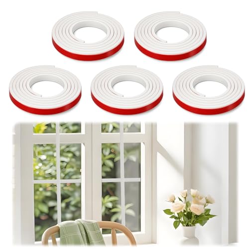 Oqqlin 5 Pcs Window Grille Inserts Grid Kit Total 32.8 Feet TPE Peel and Stick Wall Molding Trim Flexible White Self Adhesive Molding Trim for Home Decoration Wall Windows Door